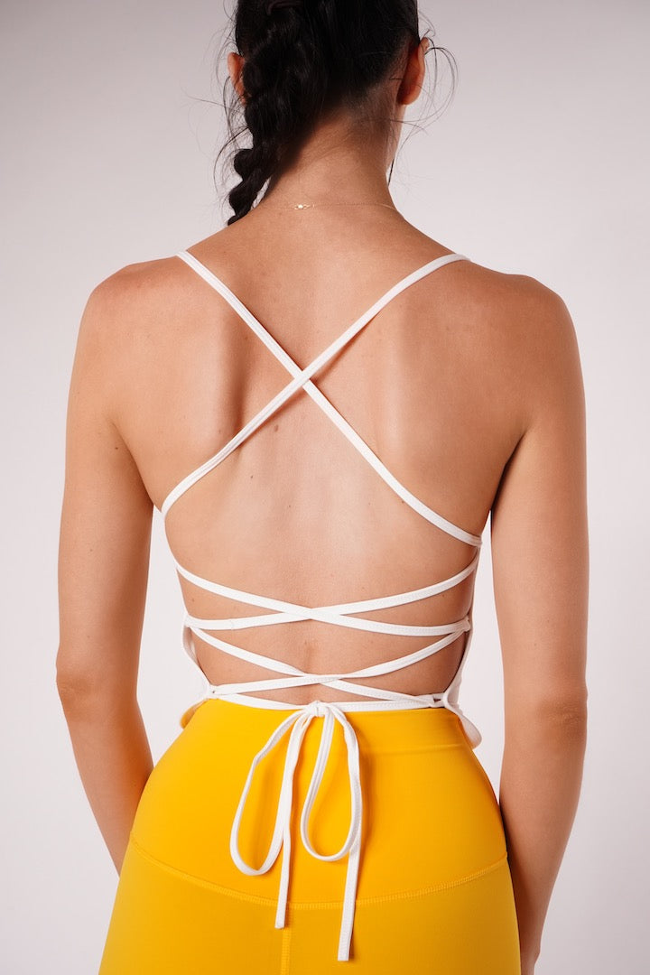 Mia Tie Back Halter Top White – Aikka Activewear